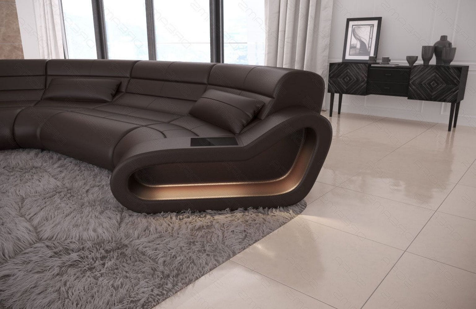 Leder Wohnlandschaft Concept C – Eleganz & Komfort dunkelbraun