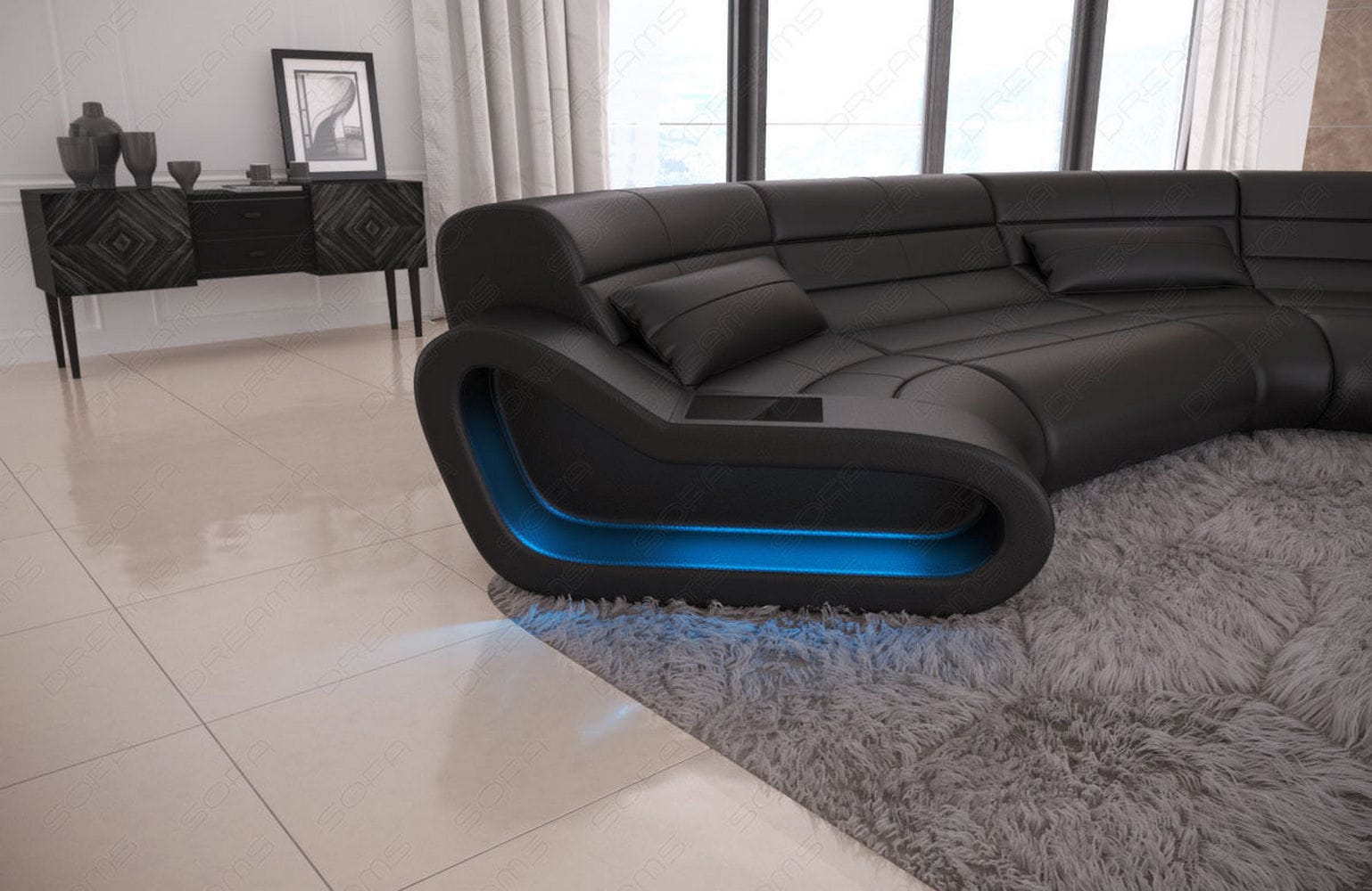 Leder Wohnlandschaft Concept C – Eleganz & Komfort schwarz