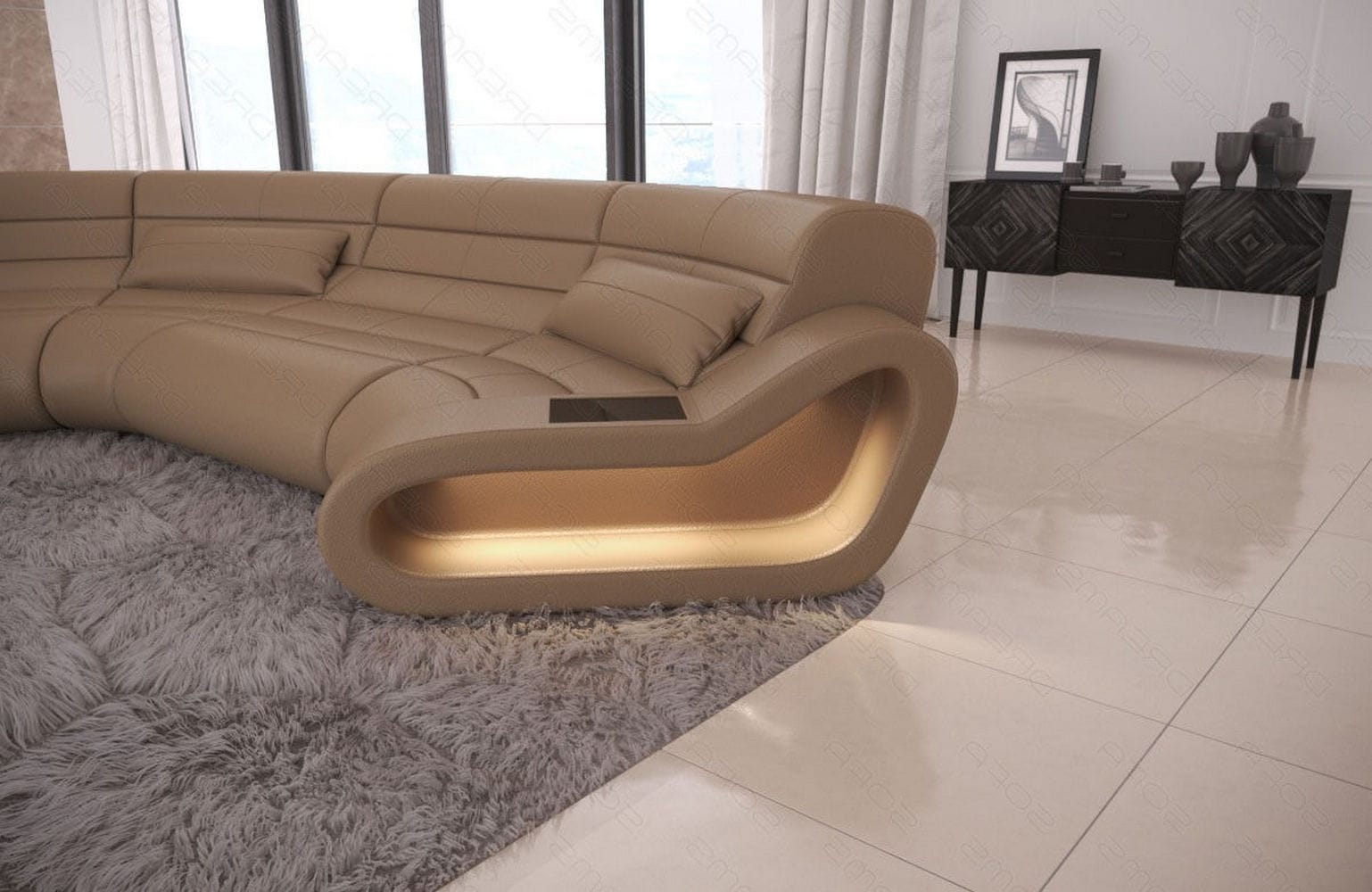 Leder Wohnlandschaft Concept C – Eleganz & Komfort sandbeige