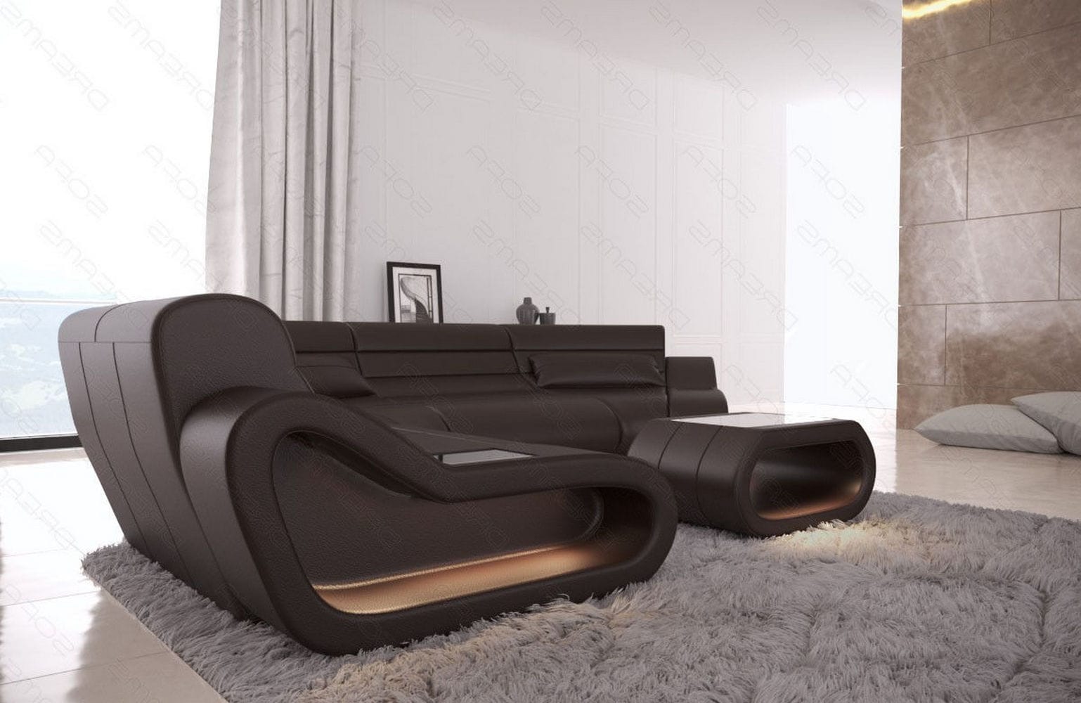 Leder Wohnlandschaft Concept C – Eleganz & Komfort dunkelbraun