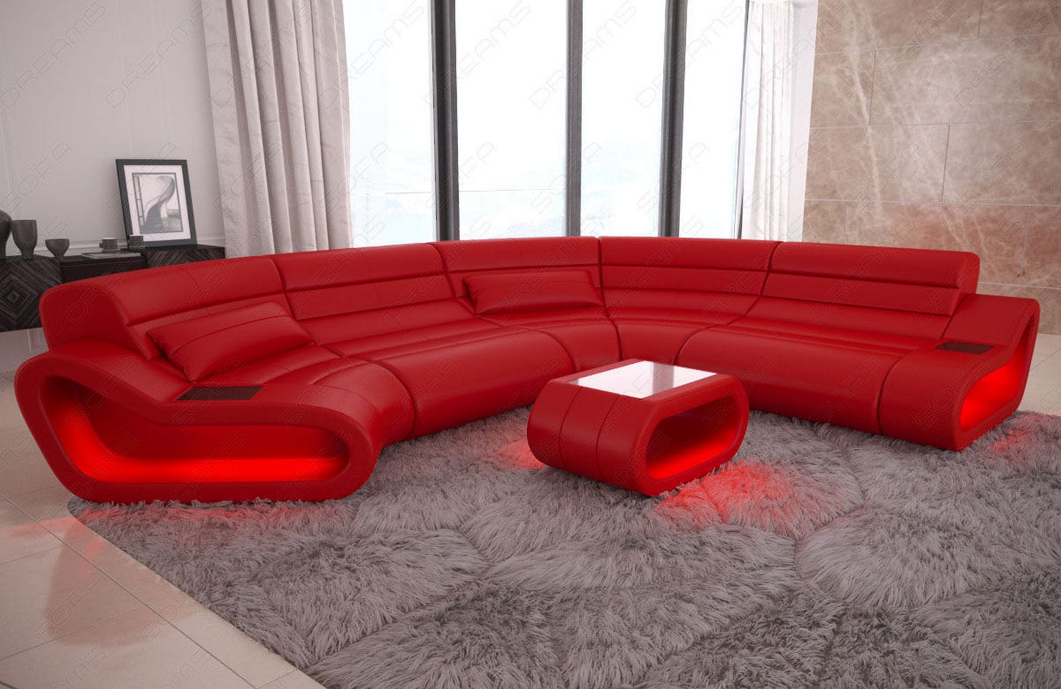 Leder Wohnlandschaft Concept C – Eleganz & Komfort rot
