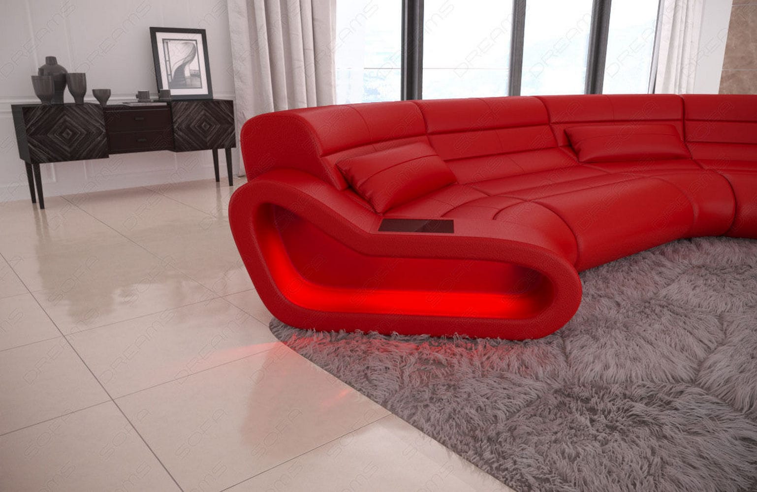 Leder Wohnlandschaft Concept C – Eleganz & Komfort rot