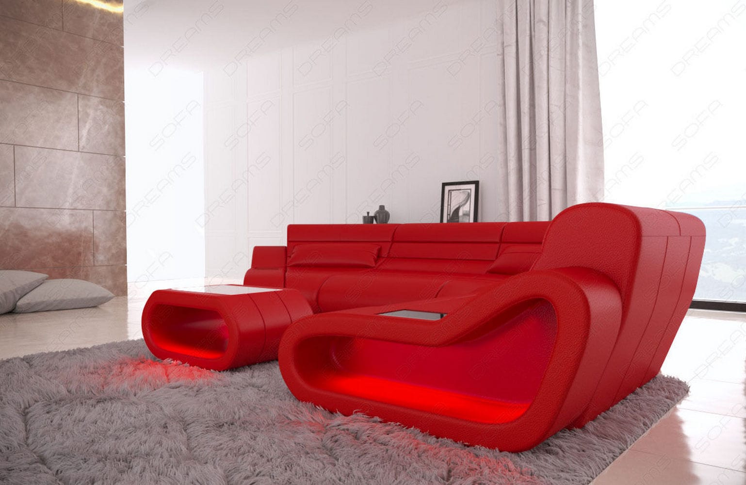 Leder Wohnlandschaft Concept C – Eleganz & Komfort rot