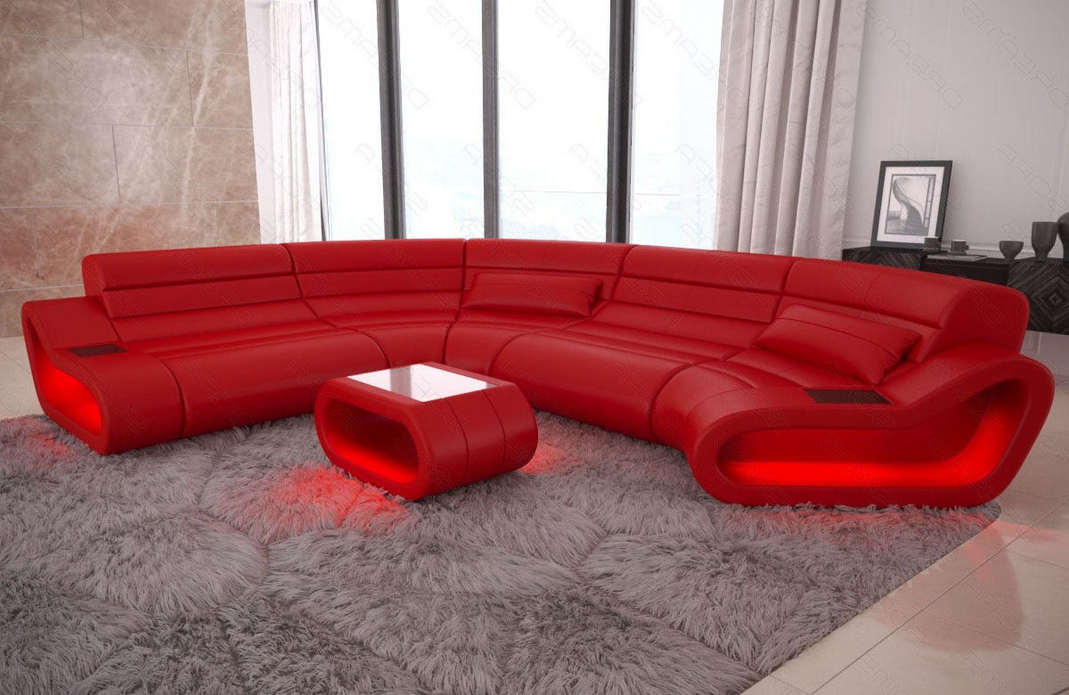 Leder Wohnlandschaft Concept C – Eleganz & Komfort rot