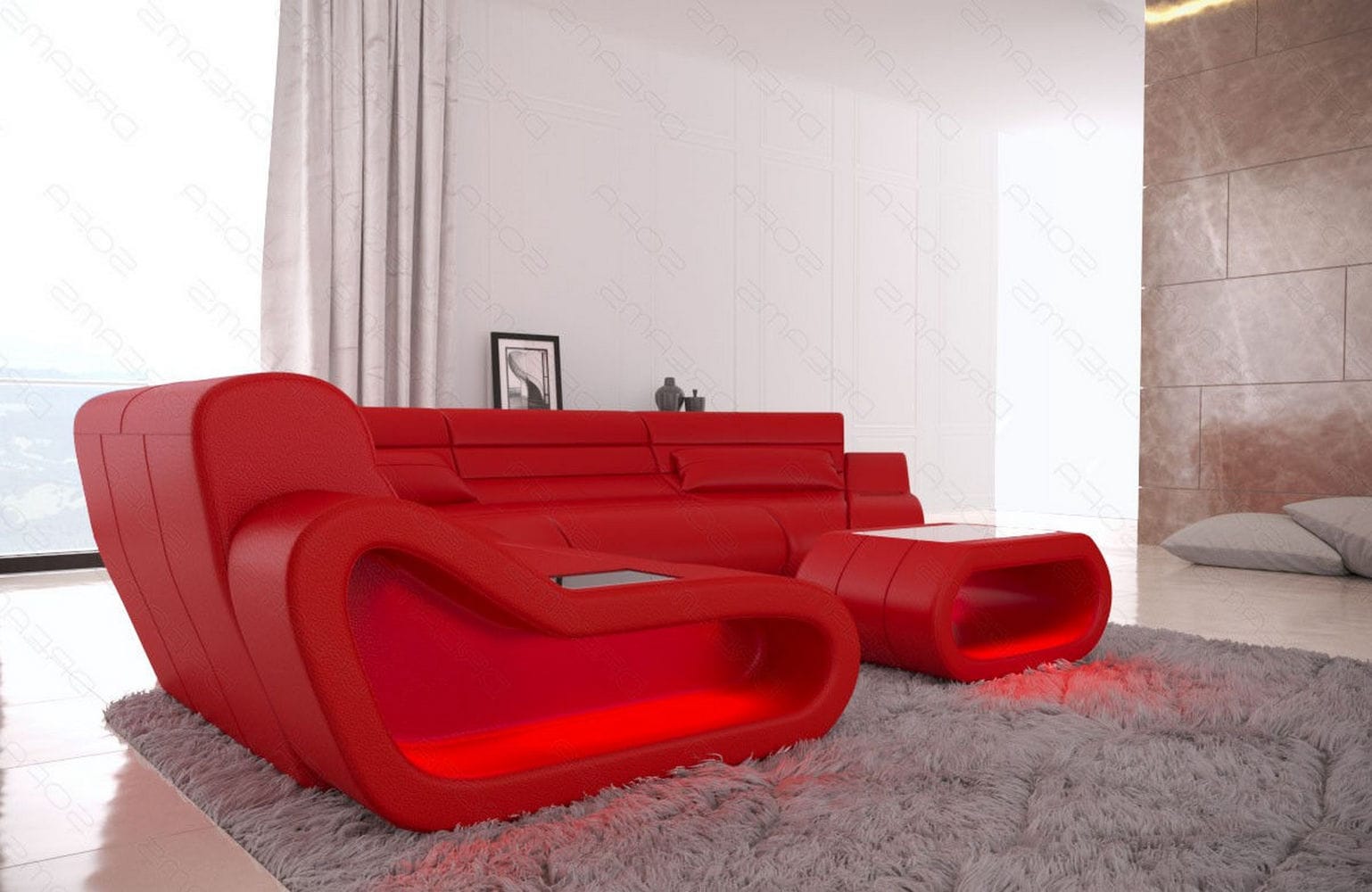 Leder Wohnlandschaft Concept C – Eleganz & Komfort rot