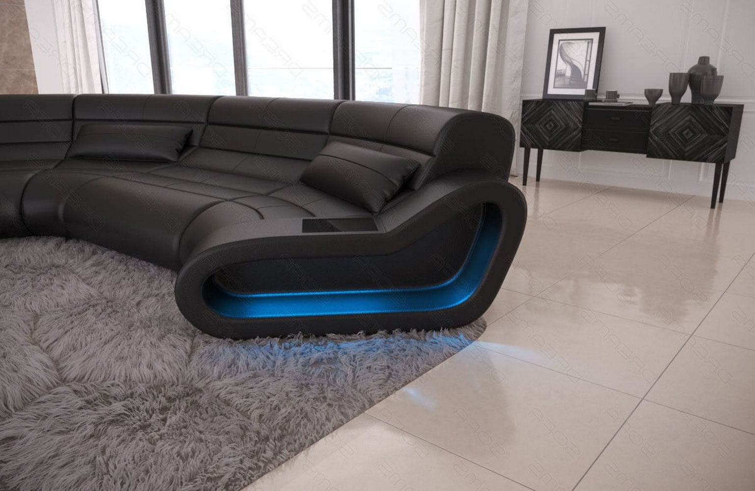 Leder Wohnlandschaft Concept C – Eleganz & Komfort schwarz