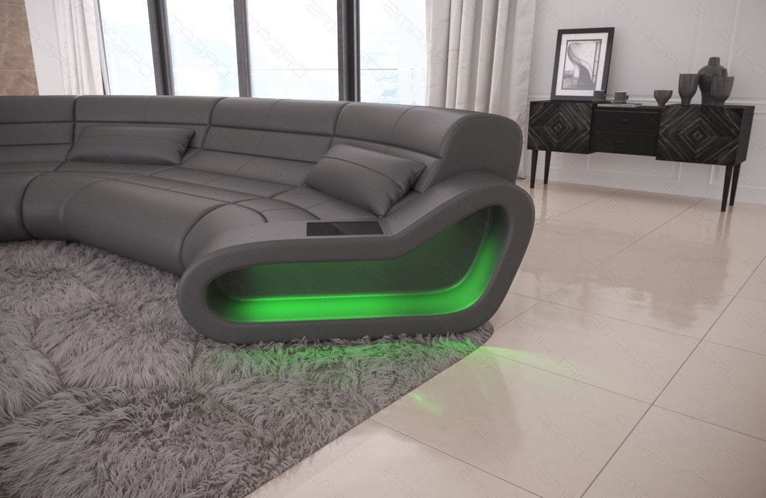 Leder Wohnlandschaft Concept C – Eleganz & Komfort grau