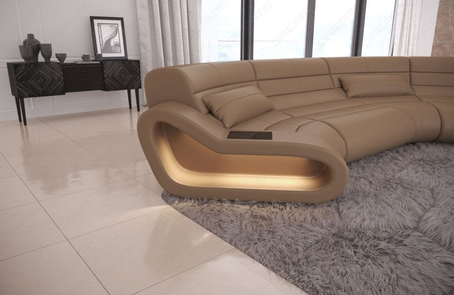 Leder Wohnlandschaft Concept C – Eleganz & Komfort sandbeige