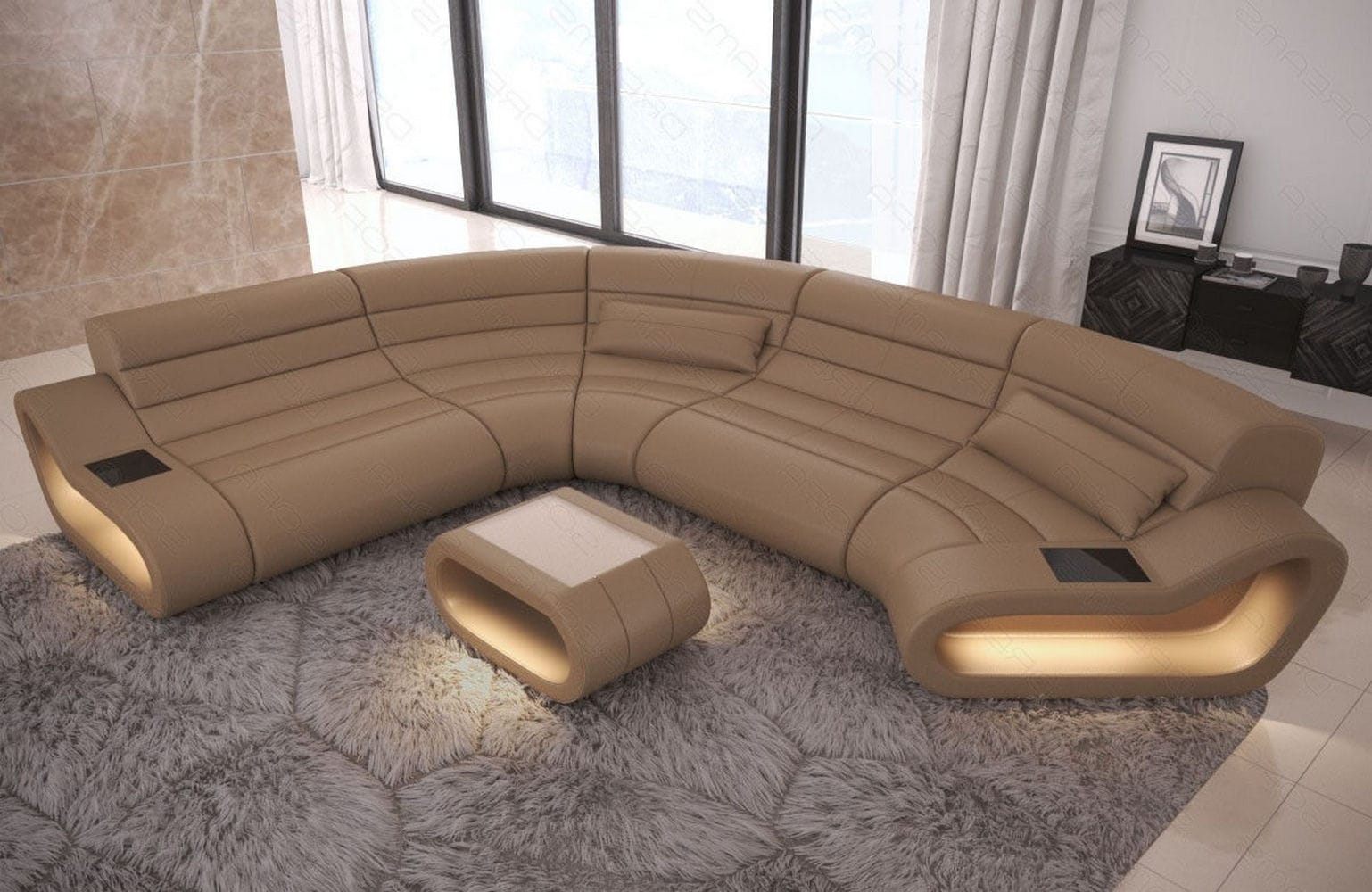 Leder Wohnlandschaft Concept C – Eleganz & Komfort sandbeige