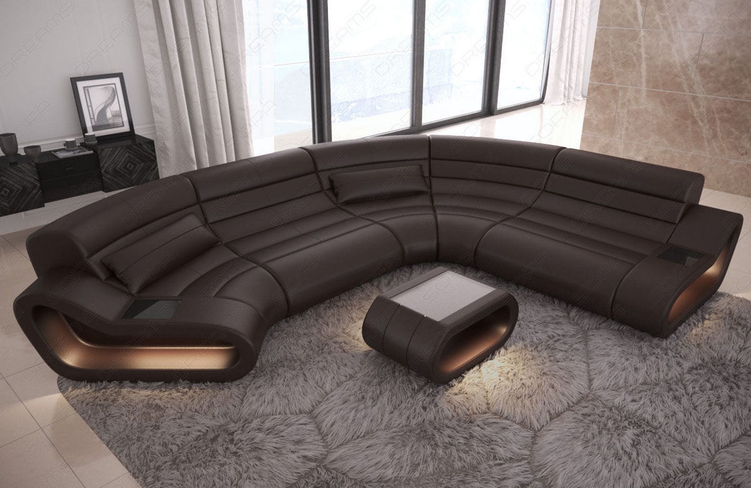 Leder Wohnlandschaft Concept C – Eleganz & Komfort dunkelbraun