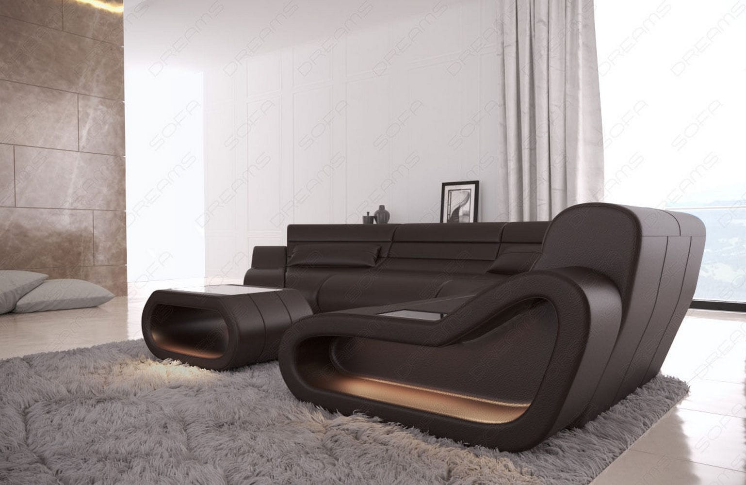 Leder Wohnlandschaft Concept C – Eleganz & Komfort dunkelbraun