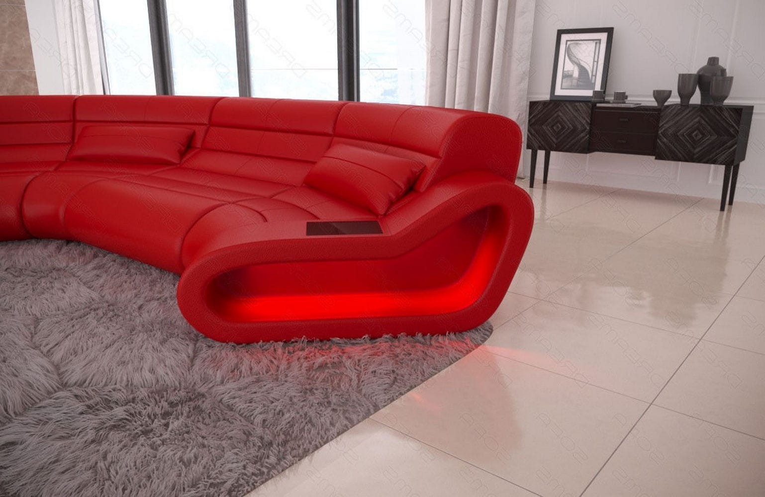 Leder Wohnlandschaft Concept C – Eleganz & Komfort rot