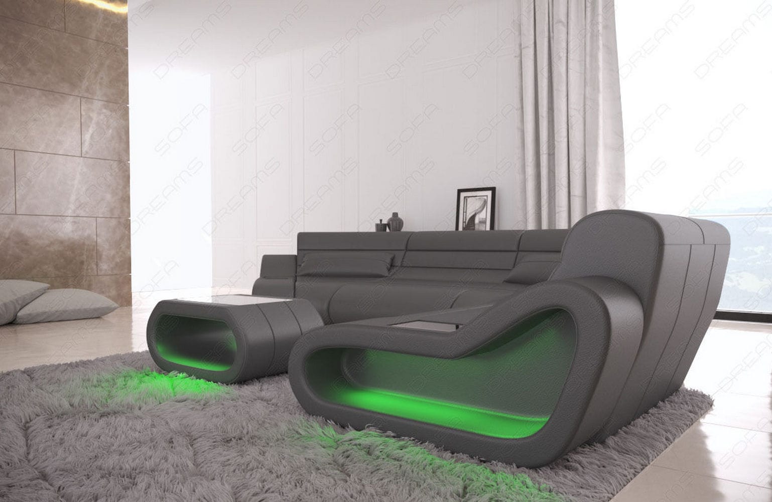Leder Wohnlandschaft Concept C – Eleganz & Komfort grau