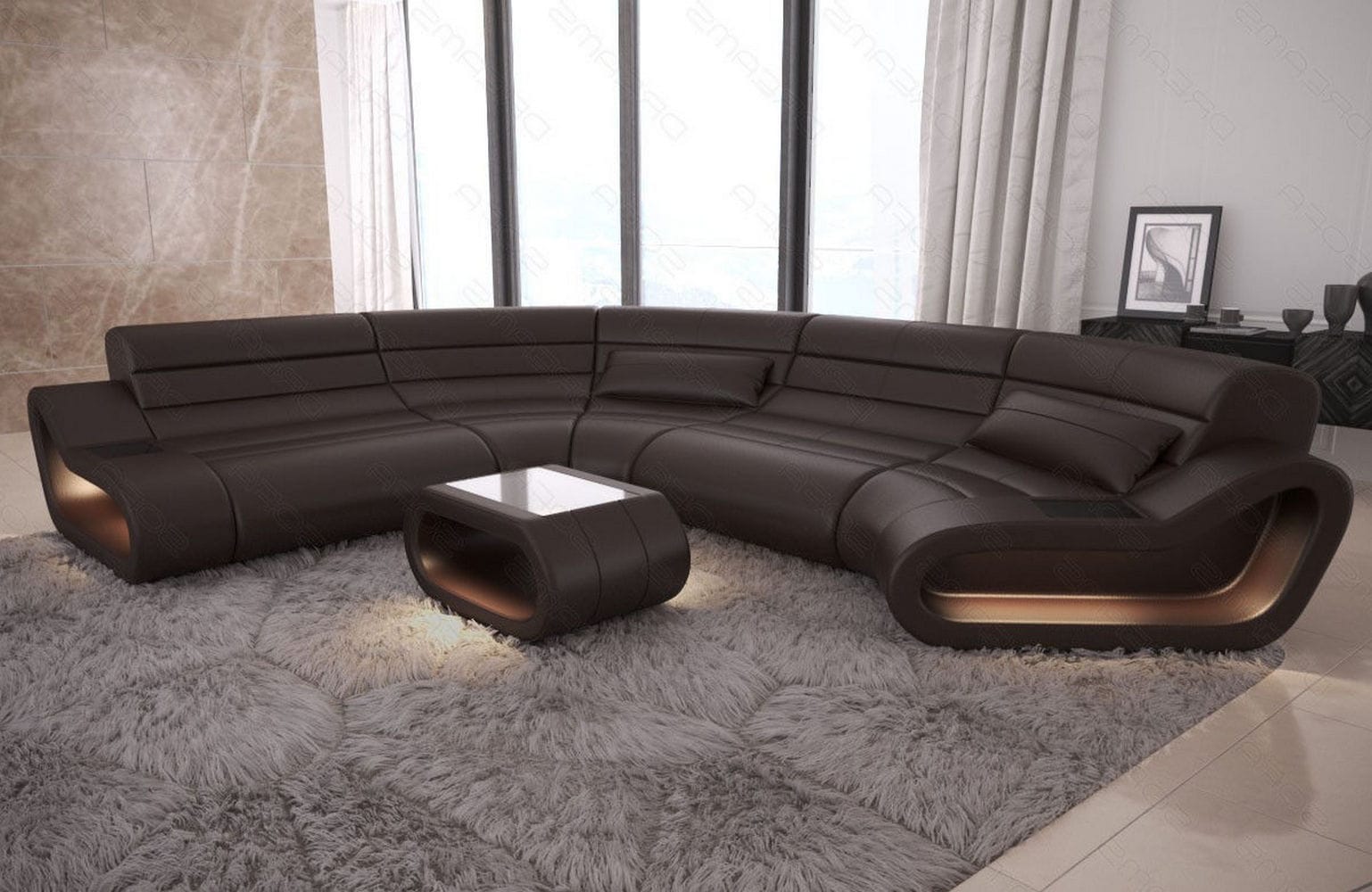 Leder Wohnlandschaft Concept C – Eleganz & Komfort dunkelbraun