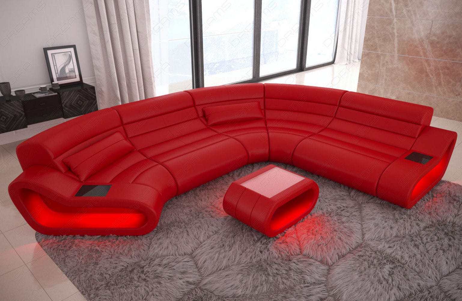 Leder Wohnlandschaft Concept C – Eleganz & Komfort rot