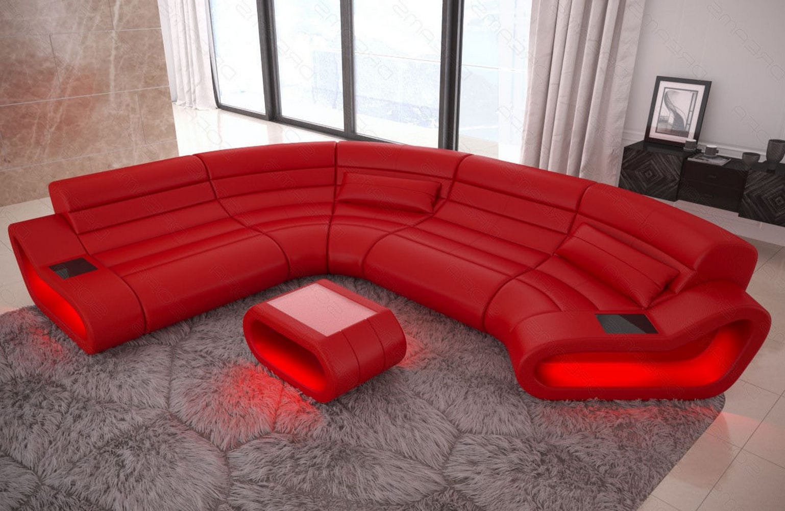 Leder Wohnlandschaft Concept C – Eleganz & Komfort rot