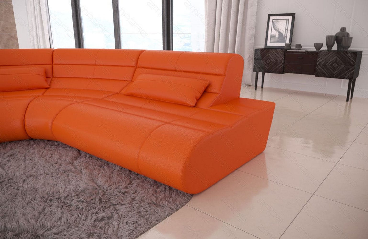 Leder Sofa Concept Kompakt mit LED Beleuchtung orange