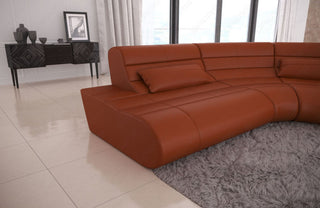 Mini Sofa Concept Kompakt L-Form aus Leder hellbraun