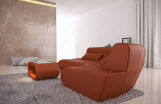 Mini Sofa Concept Kompakt L-Form aus Leder hellbraun