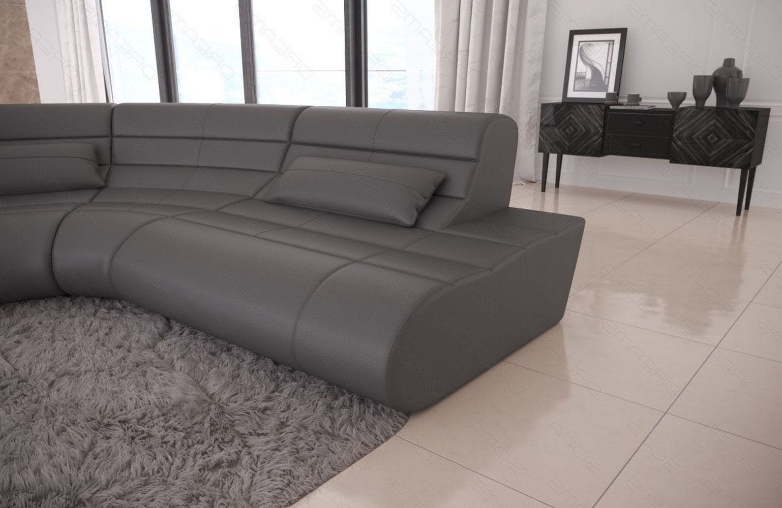 Mini Sofa Concept Kompakt L-Form aus Leder grau