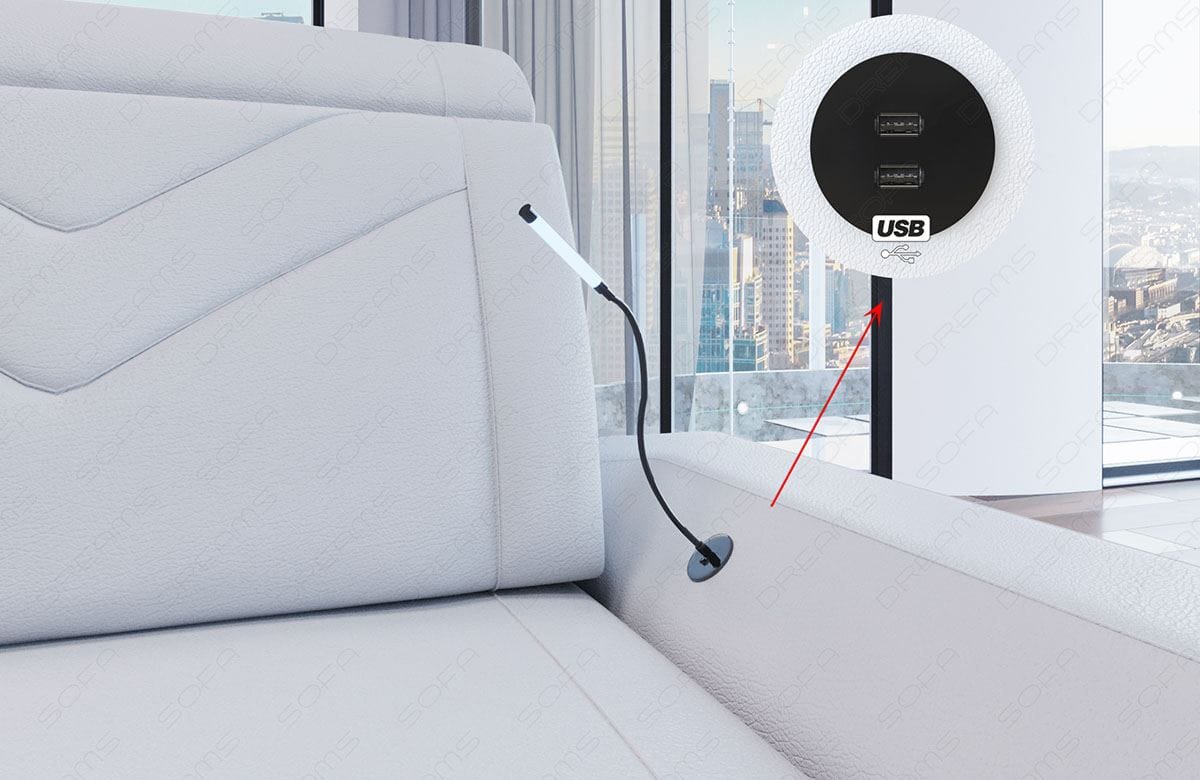 Ecksofa Sorrento L-Form aus Leder dunkelbraun-weiß