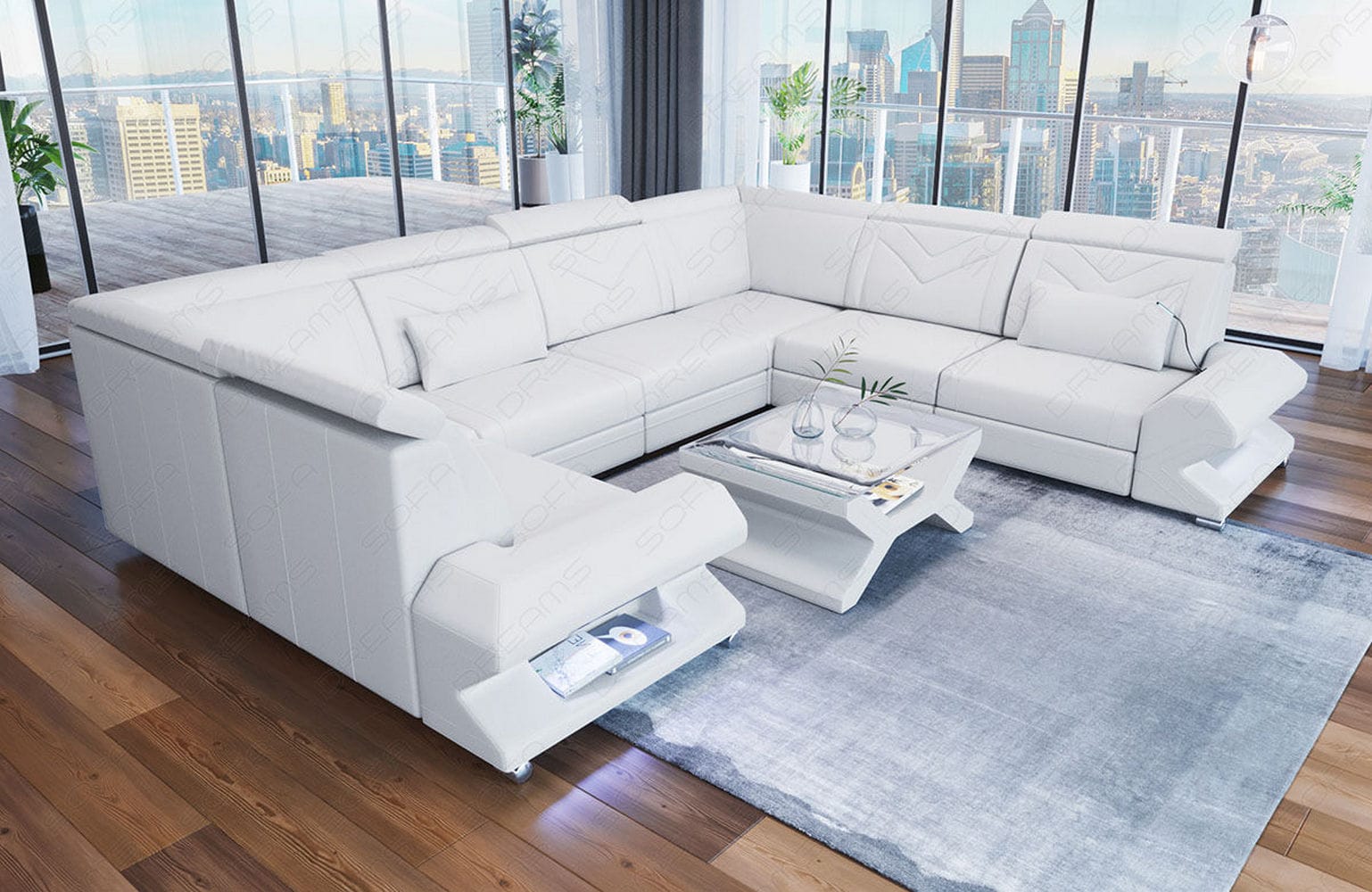 Mini Leder Wohnlandschaft Sorrento – Modern und Stilvoll Weiß