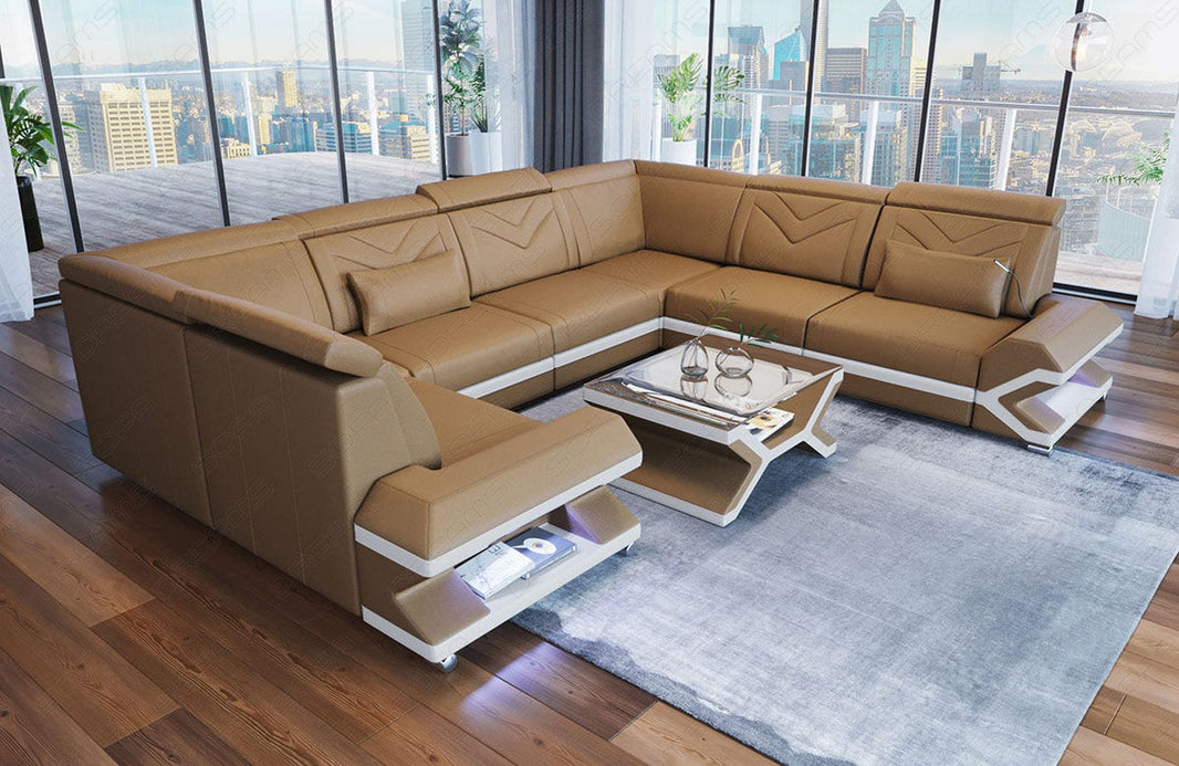 Designsofa Sorrento U-Form aus Leder