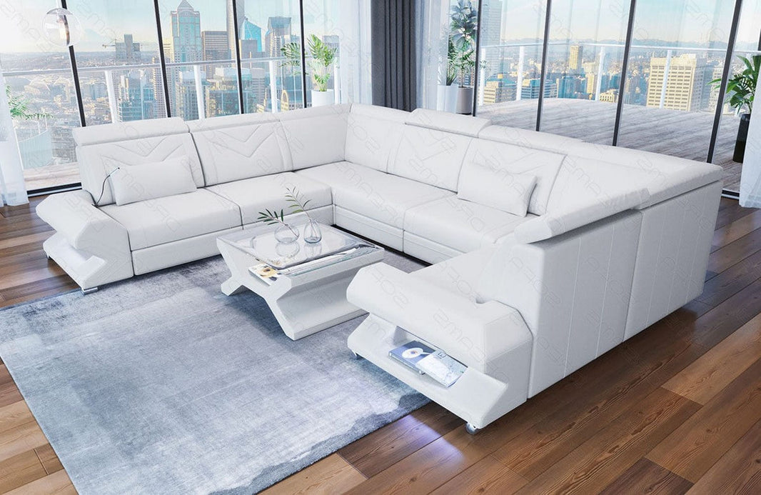 Designsofa Sorrento U-Form aus Leder