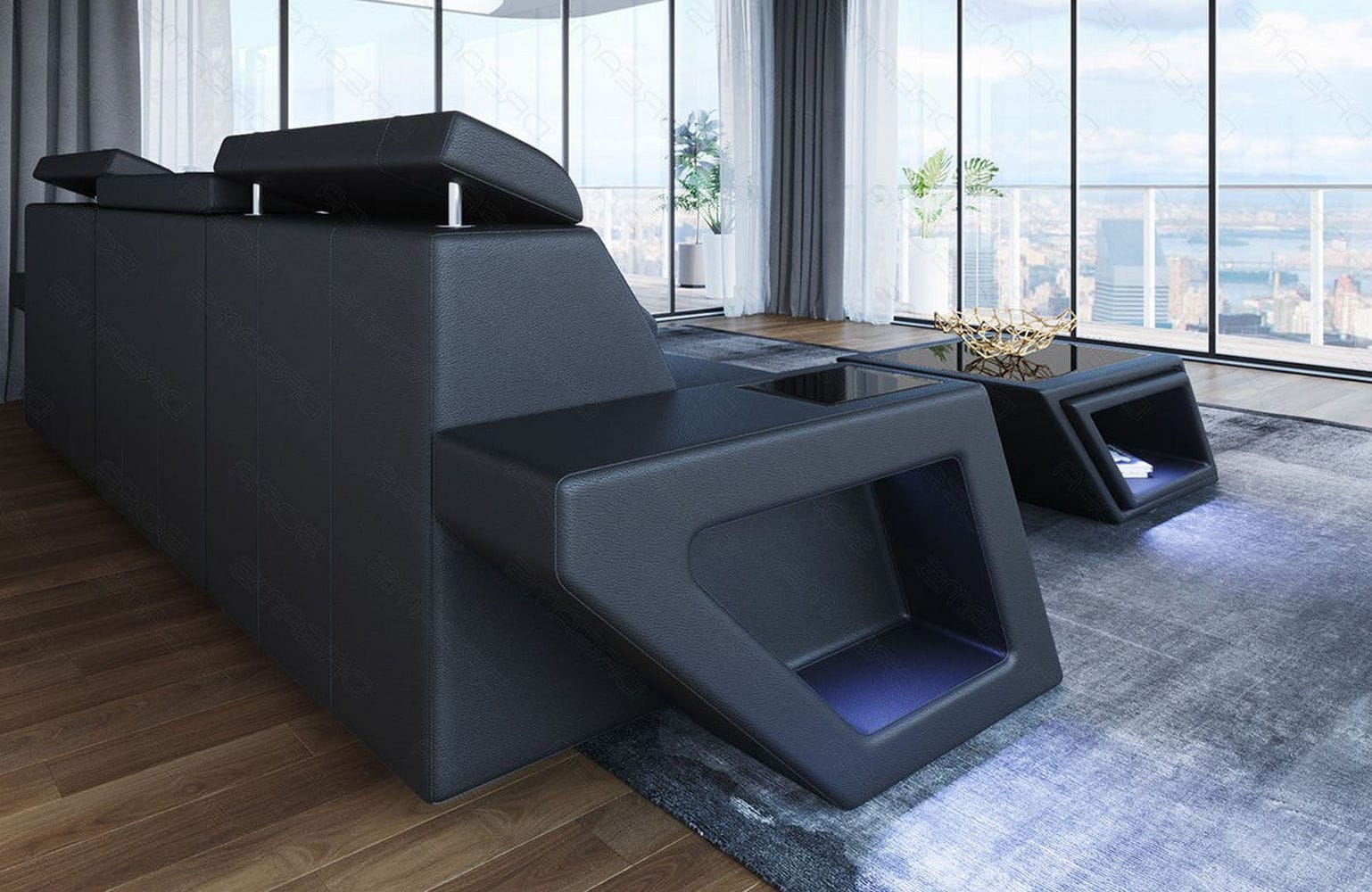 Ecksofa Catania – Eleganz in Leder schwarz