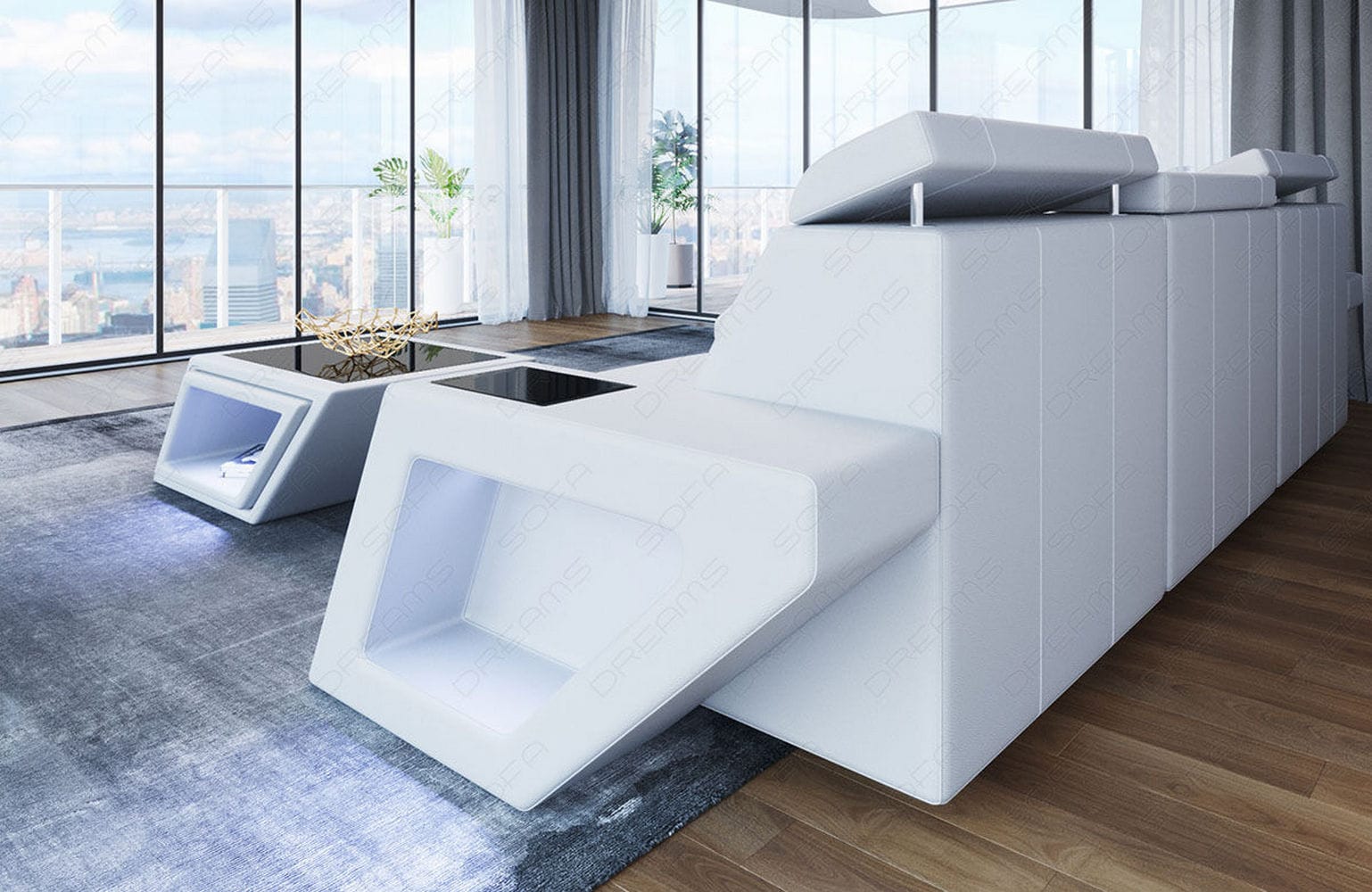 Ecksofa Catania – Eleganz in Leder weiß