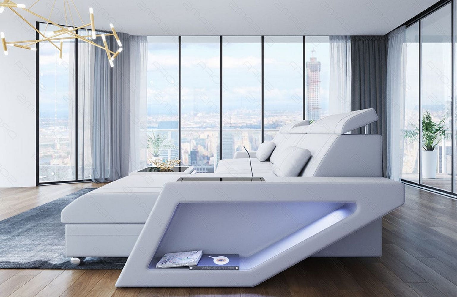 Ecksofa Catania – Eleganz in Leder weiß