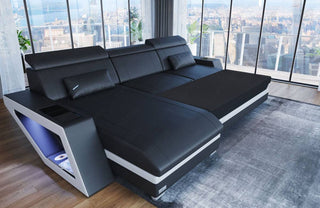 Ecksofa Catania Eleganz L-Form aus Leder rot-schwarz