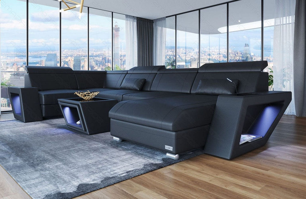 Mini Sofa Catania Eleganz U-Form aus Leder