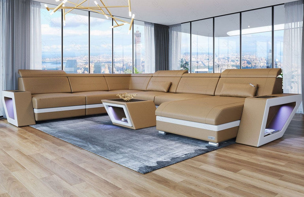 Mini XXL Wohnlandschaft Catania U-Form in Leder