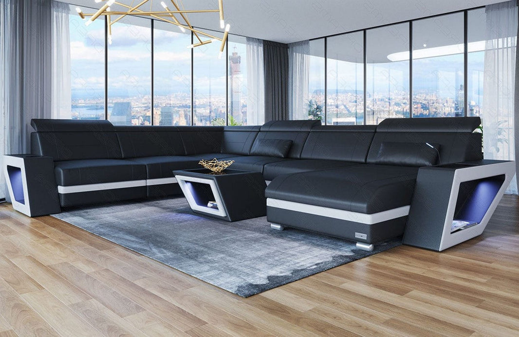 Mini XXL Wohnlandschaft Catania U-Form in Leder