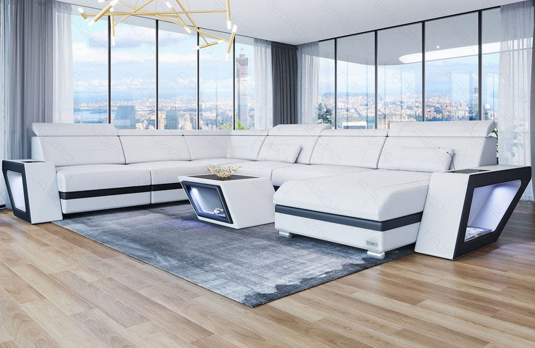 Mini XXL Wohnlandschaft Catania U-Form in Leder