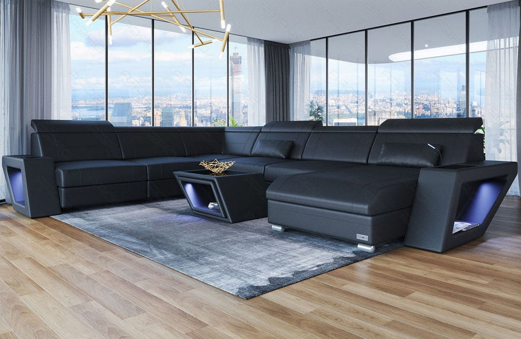 Mini XXL Wohnlandschaft Catania U-Form in Leder