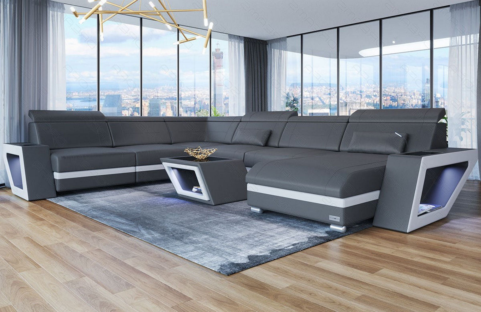 XXL Wohnlandschaft Catania – Leder & Komfort