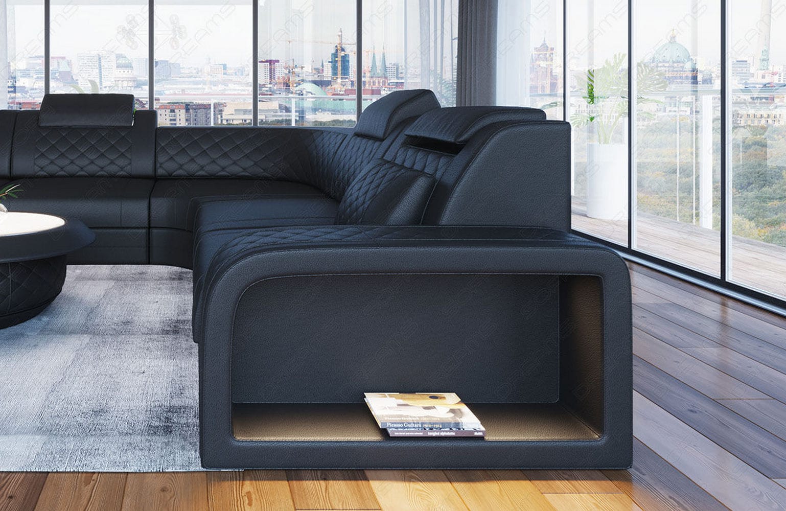 Mini Ecksofa Foggia Leder Schwarz