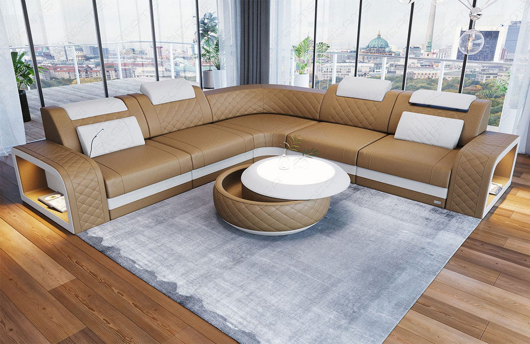 Couch Foggia L-Form in Leder