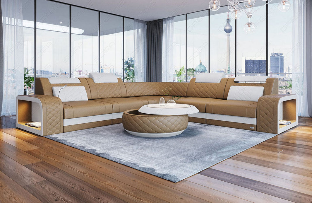 Couch Foggia L-Form in Leder