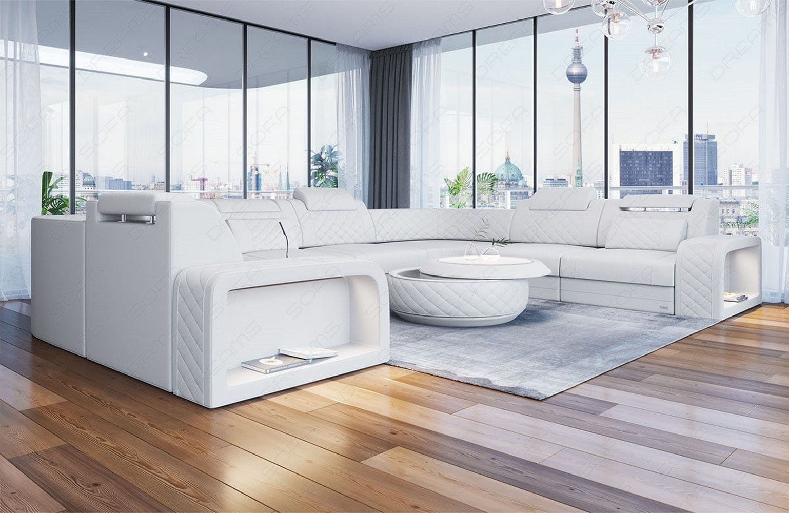 Mini Leder Wohnlandschaft Foggia – Modern und Komfortabel Weiß