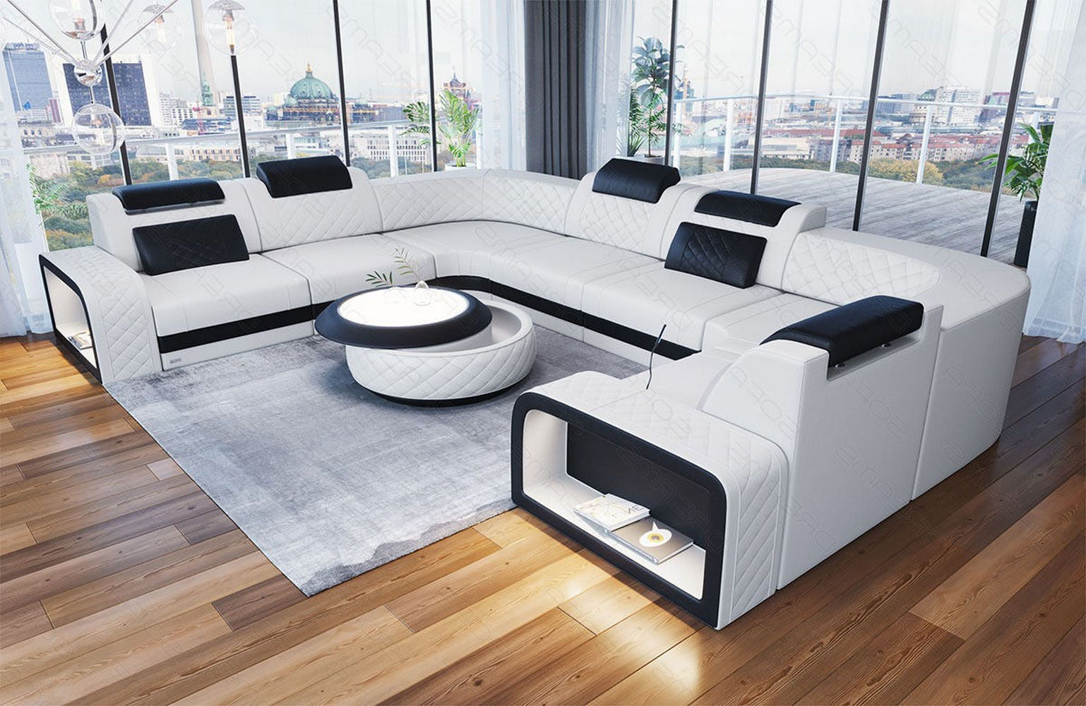 Mini Leder Wohnlandschaft Foggia – Modern und Komfortabel