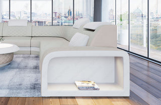 Mini Sofa Foggia U-Form aus Leder Beige-Weiß
