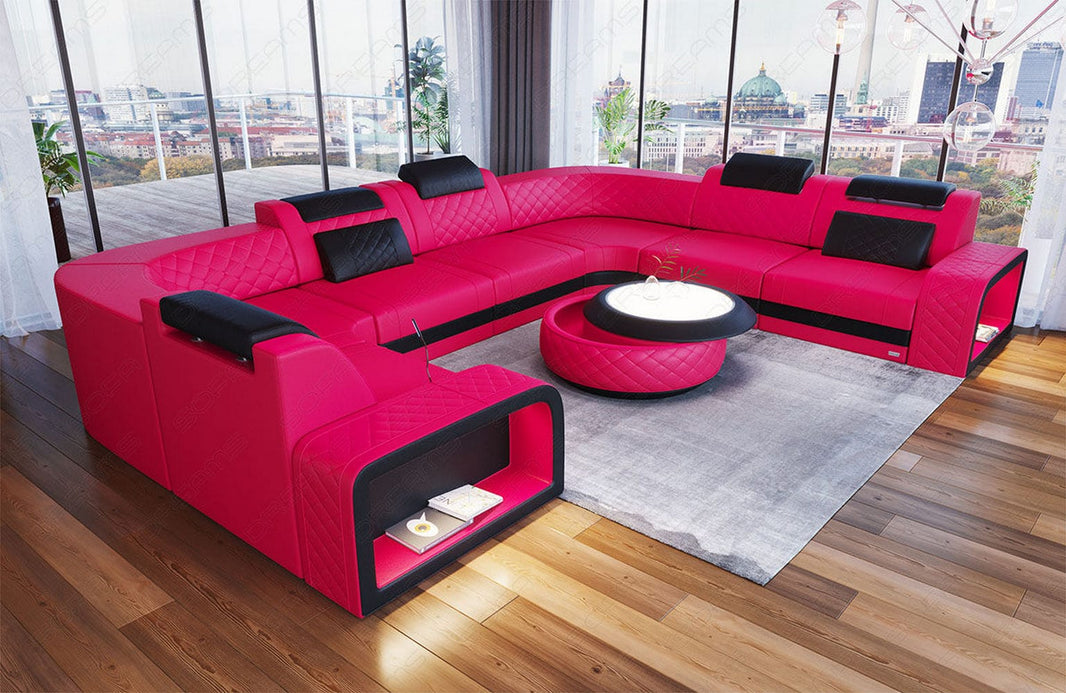 Mini Sofa Foggia U-Form aus Leder
