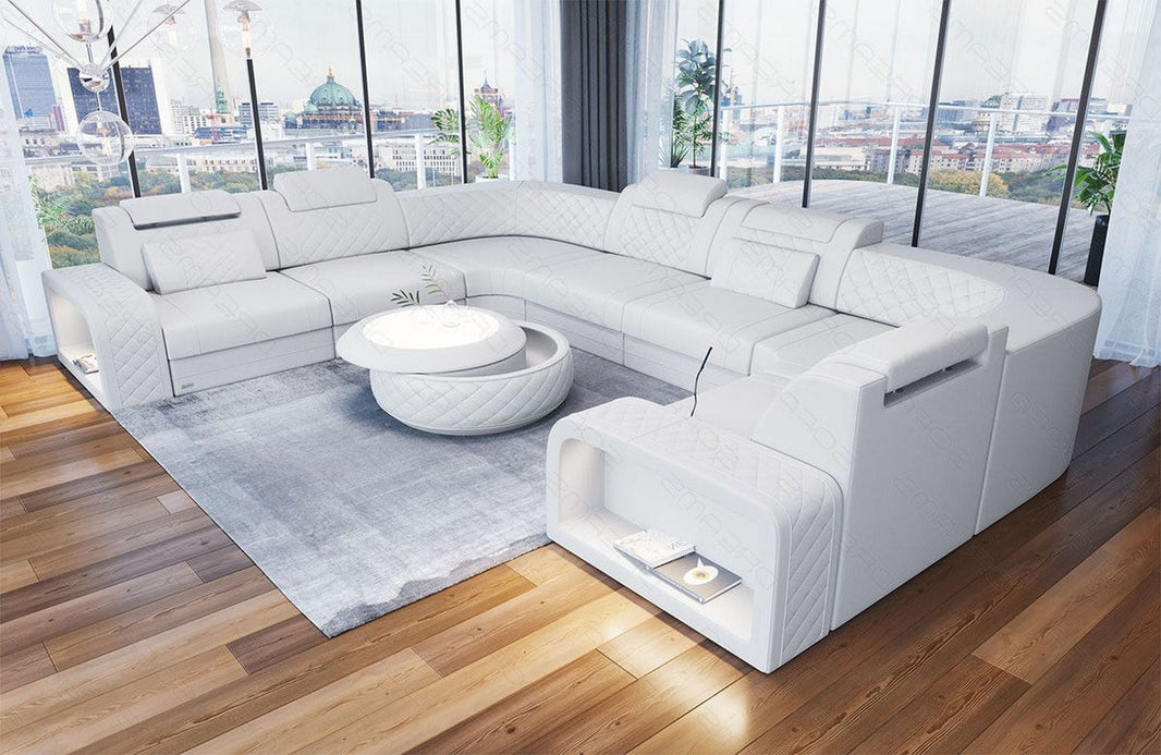 Designsofa Foggia U-Form aus Leder