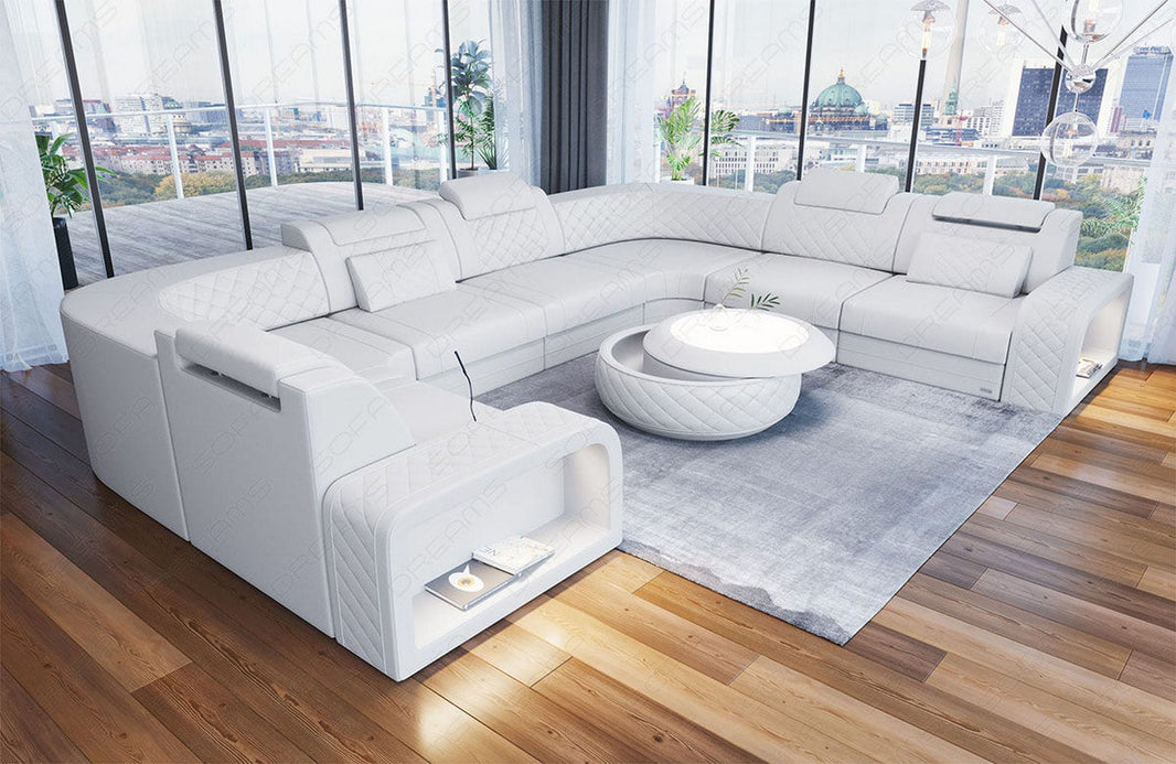 Designsofa Foggia U-Form aus Leder