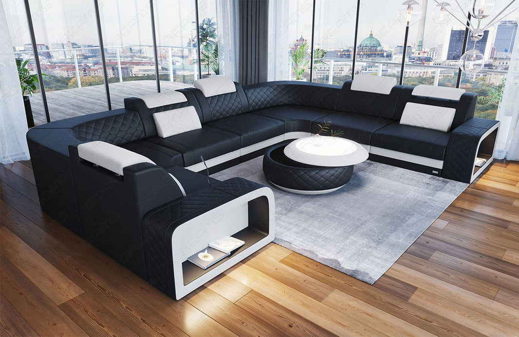 Designsofa Foggia U-Form aus Leder