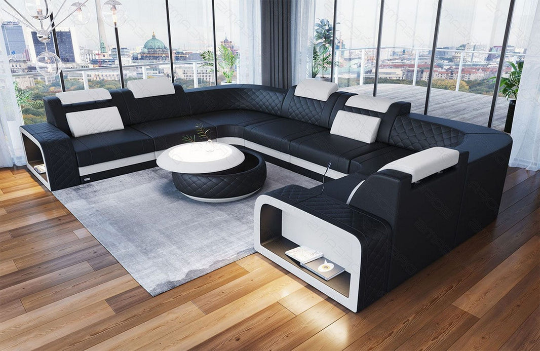 Designsofa Foggia U-Form aus Leder