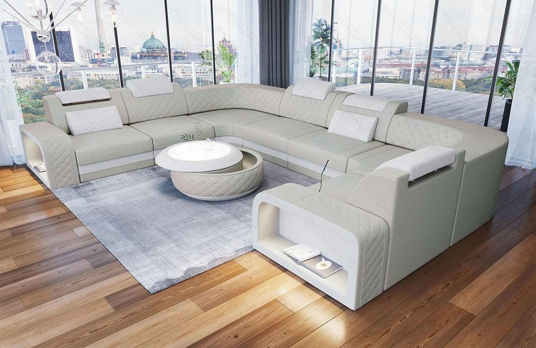 Designsofa Foggia U-Form aus Leder